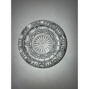 Crystal Ashtray Round Glass Decorative Floral‎ Design Heavy Duty